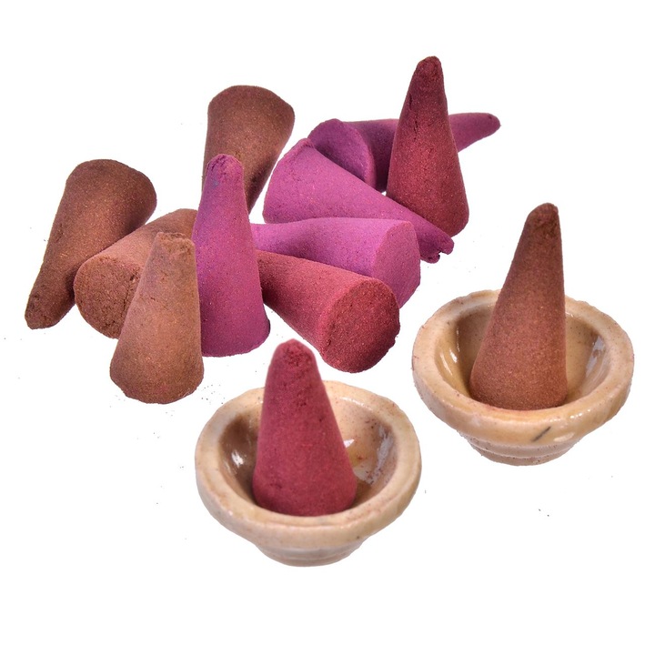 Album foto, 108 poze, suport rotund ceramica, marime 10x15cm, set cu conuri parfumate maro cu aroma de santal