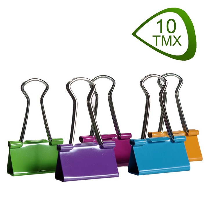 Офис метални скоби, 32 мм, многоцветни, комплект от 10 бр