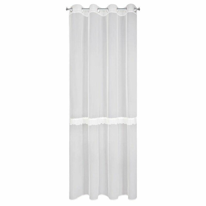 Перде, Еврофирани, 140x260см, бяло, нежна декоративна апликация, полиестер