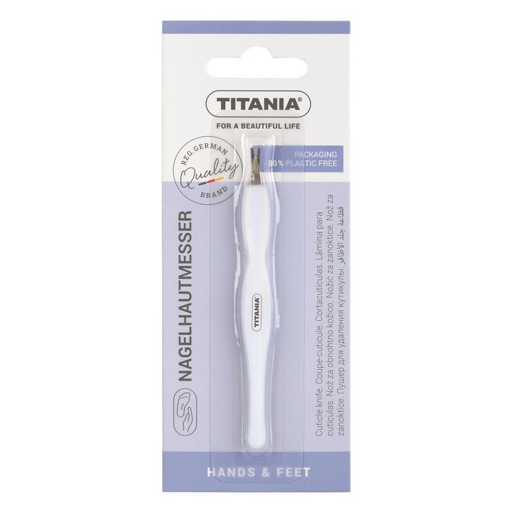 Cutit pentru cuticule Titania inox, 9.5cm, ergonomic, antialunecare 1045B