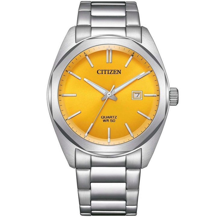 Мъжки часовник Citizen BI5110-54Z, Кварцов, 41мм, 5ATM, Оранжев, Сребрист
