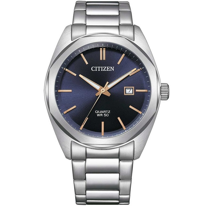 Ceas barbatesc Citizen Quartz, 41mm, 5ATM, Albastru, Argintiu