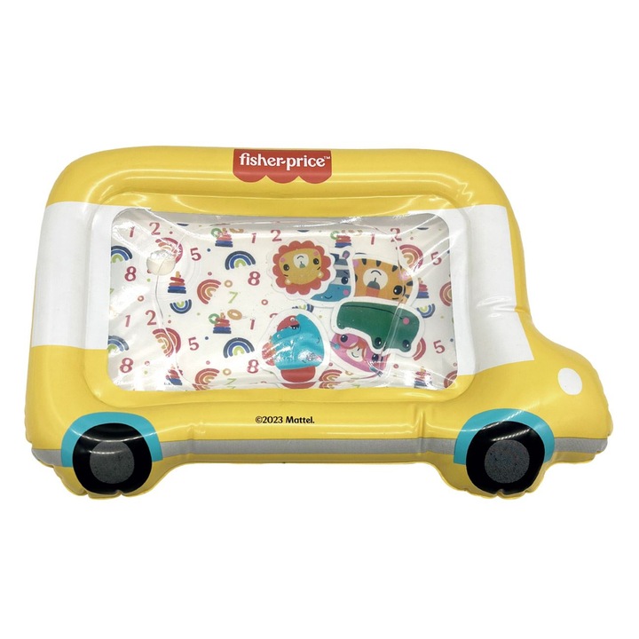 Играчка за баня Fisher Price, воден матрак, форма на автобус, фигурки на животни, многоцветен