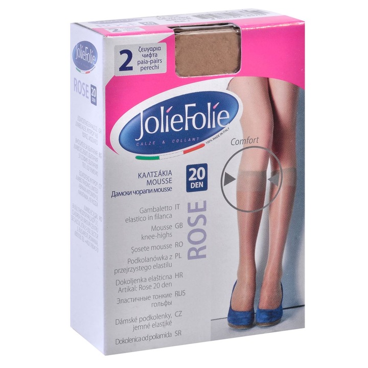 Női 3/4-es zokni JolieFolie, Rose modell, bézs, 20 den, 2 pár, MYONNA IT & E-COMMERCE ®