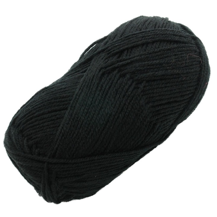 Akril kötőfonal, fekete, 100 g, hossz 215 m, tűhöz 4,0-5,0 mm