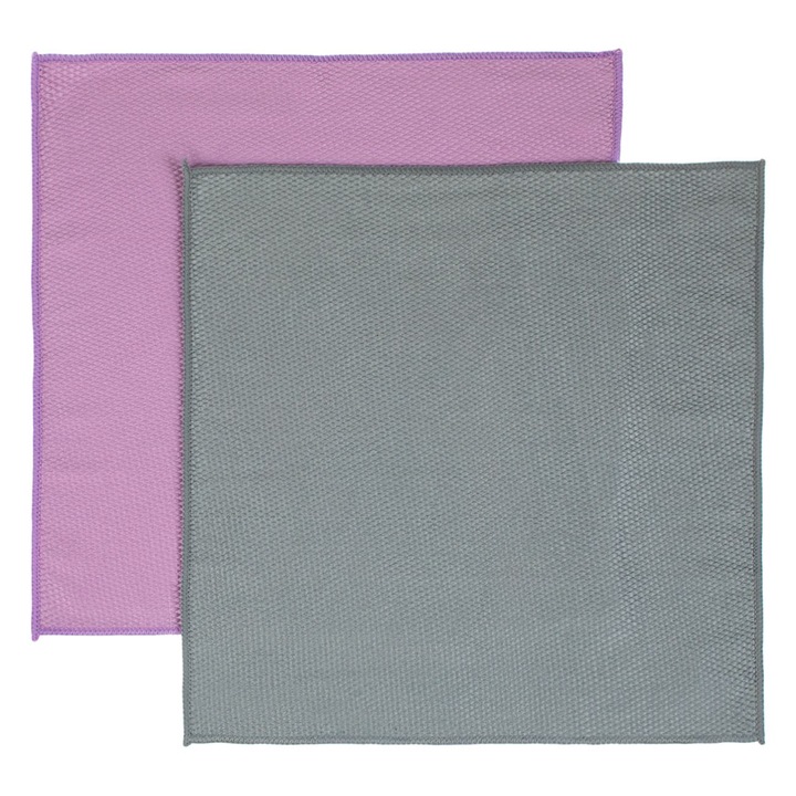 Lavete Microfibre Best Clean, Set 2 Bucati, Curatare Sticla, Multicolor