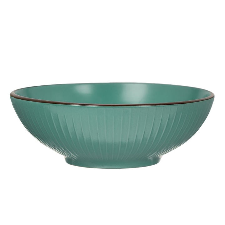 Bol petrol cu dungi reliefate ceramic 1569ml