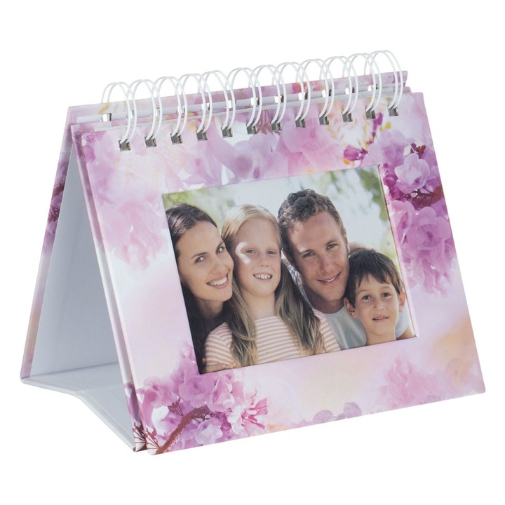 Album Foto Spirala, Model Floral, 18x14cm, 30 Poze, Pozitie Verticala, Alb