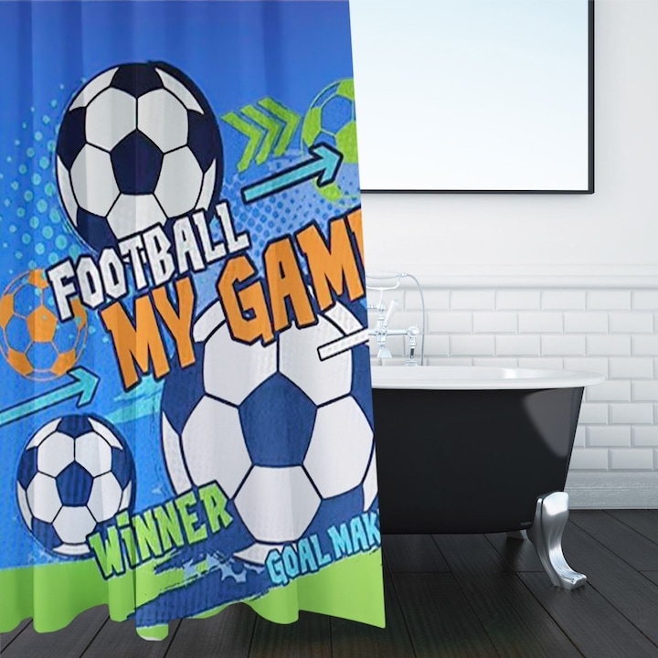 Завеса за душ, Футболен мотив, 180x180 см
