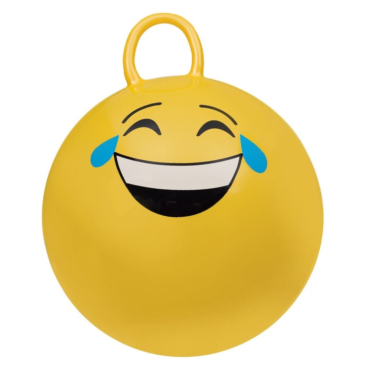 Ugráló labda, OEM, Smiley, Sárga szín, Kapacitás 45 cm
