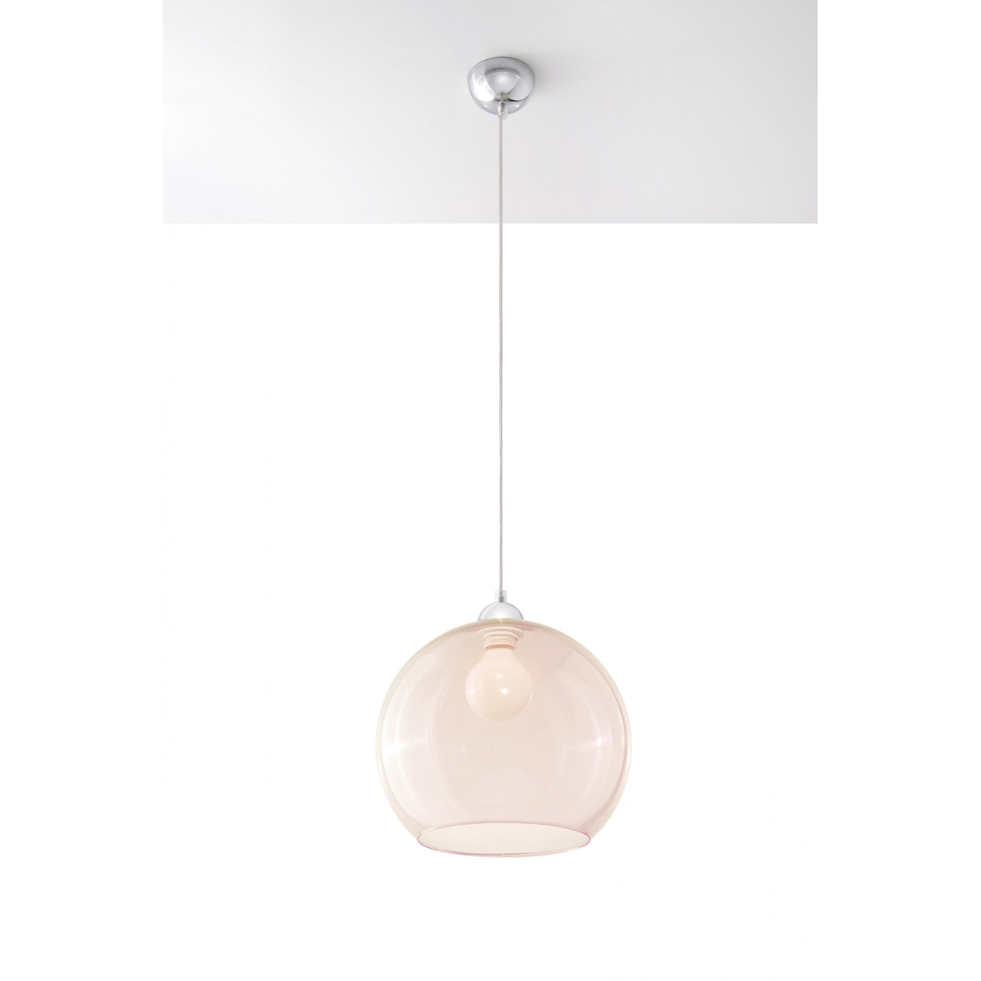 Pendul Sollux Lighting Ball E27, 60W, Modern Design, Roz/Transparent