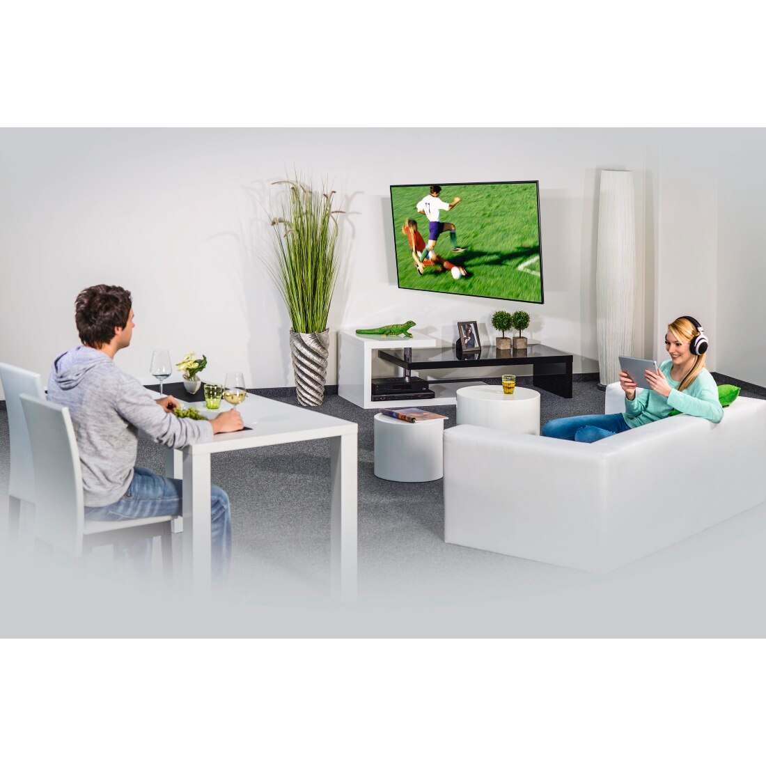 Стенна стойка за TV Hama 118101, Регулируема, 19"-48", 20 кг, Черна ...