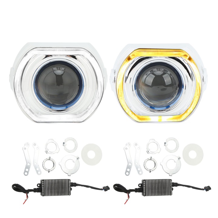 Bi LED autós fényszóró utólagos készlet, 6000K, nappali menetfény, fehér és sárga, 1 pár
