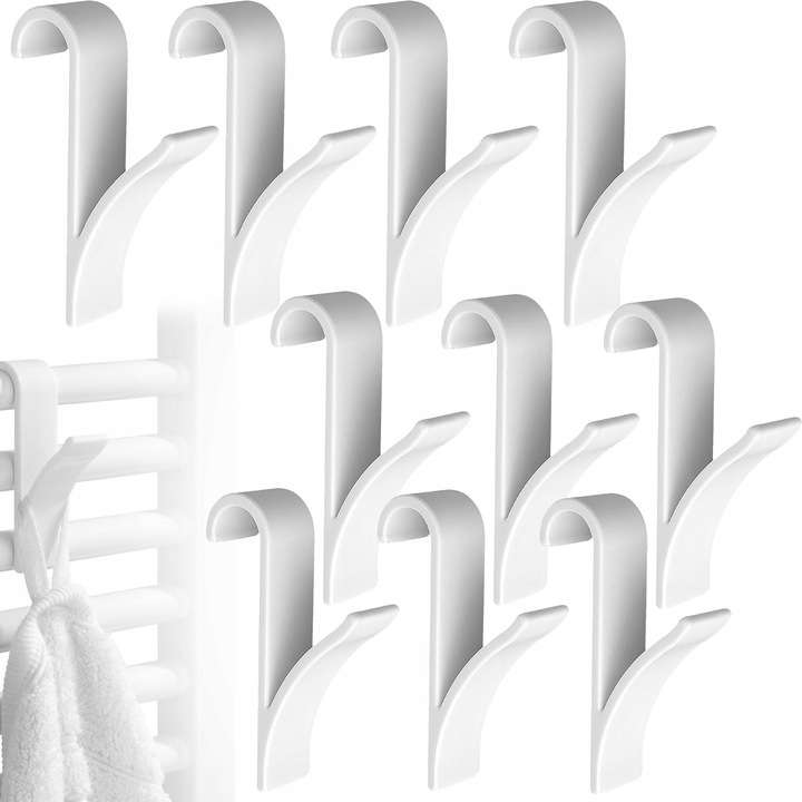 Set 10 carlige pentru radiator, PrzydaSie, alb, 9,5x2,5x6cm