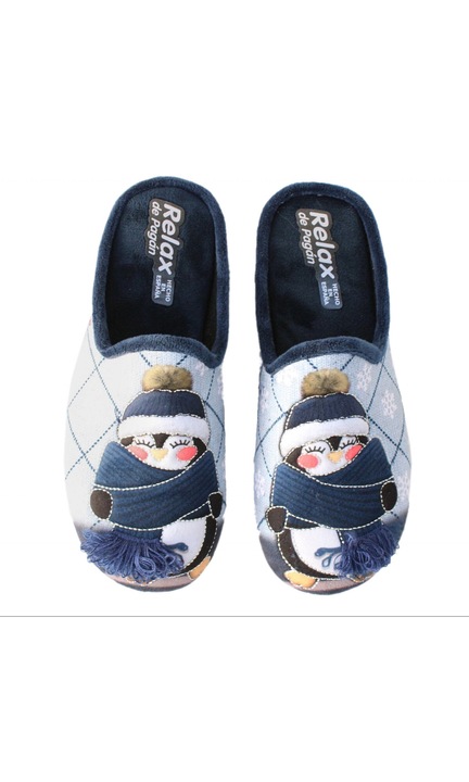 Relax Relax női szobapapucs pingvin figurával W24-959_BLUE 07464