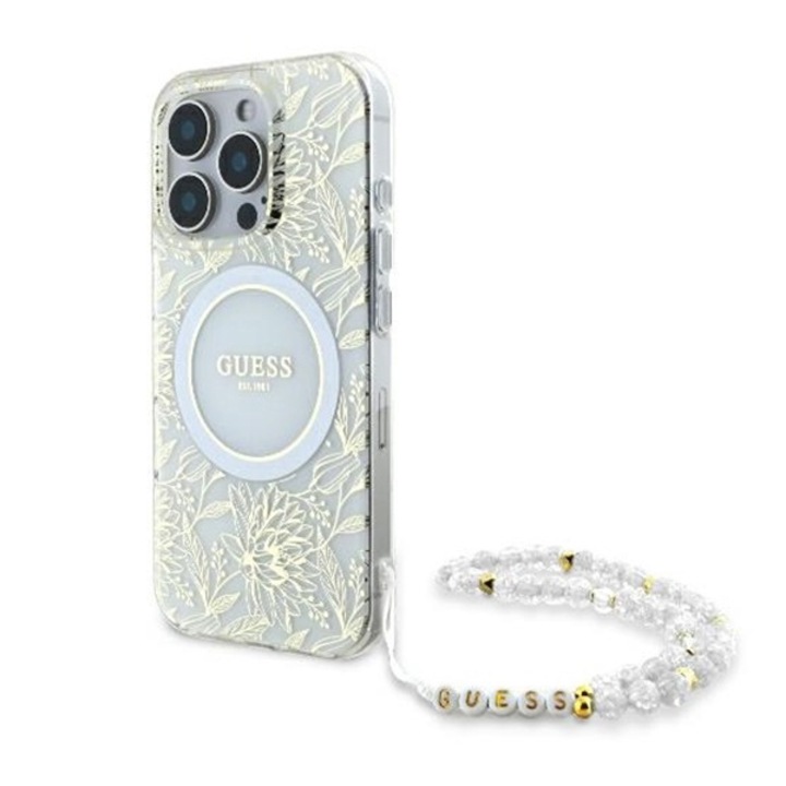 Премиум калъф за iPhone 16 Pro, съвместим с MagSafe Guess Luxury Series - Ice
