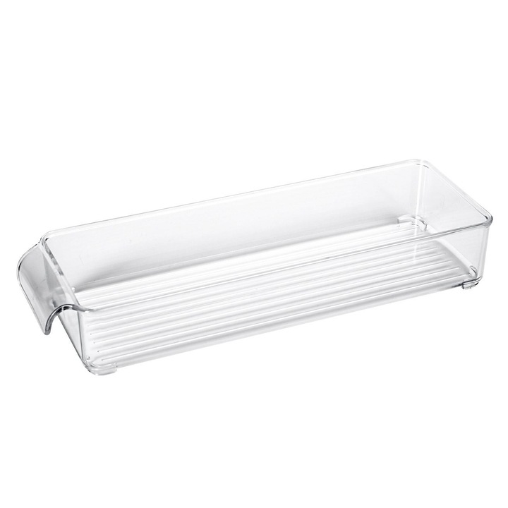 Organizator Frigider, Model Transparent, Dimensiuni 30x10x5cm, Plastic, Cu Maner, Stivuibil