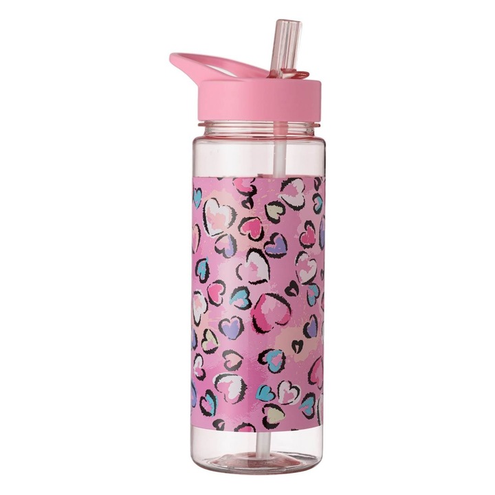 Детска пластмасова бутилка за вода Pink Hearts, 650 мл