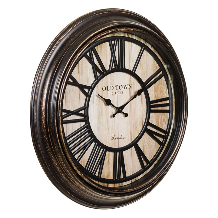 Ceas de perete vintage negru bronz brushed ø50cm