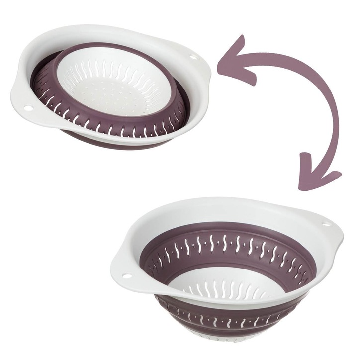 Strecuratoare Pliabila Plastic, Alb Mov, Ø24x10cm