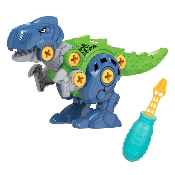 Конструктор динозавър, многоцветен, сглобяване и разглобяване, възраст 3+ години