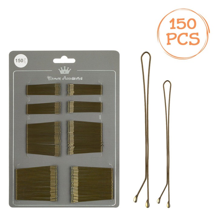 Комплект черни фиби за коса 4,5 см и 6 см - 150 броя