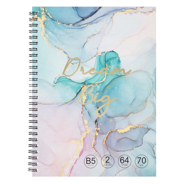 B5 márvány spirális jegyzetfüzet "Álmodj nagyot" és 2 alany - 64F