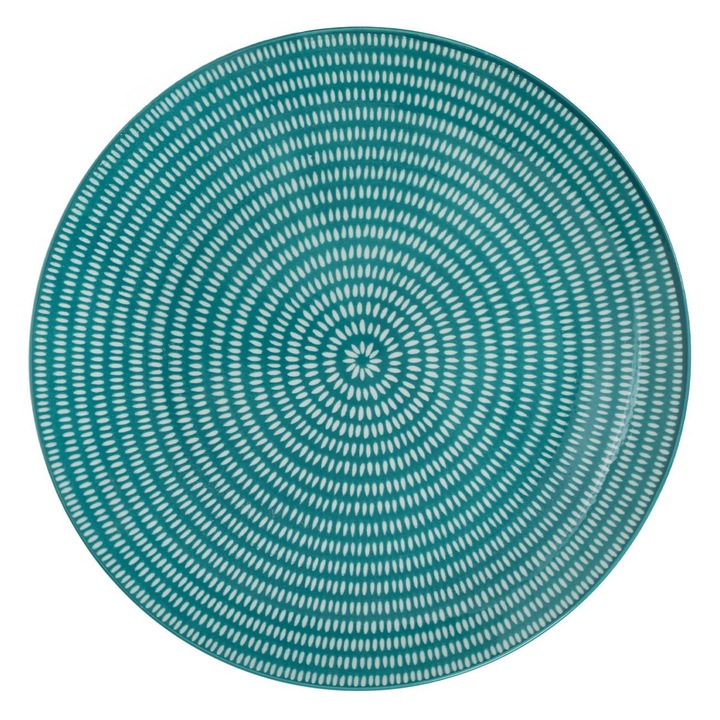 Zöld porcelántányér fehér spirálmintával, Ø19cm