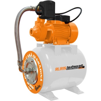 Hidrofor 20 L RURIS aquapower 1010, putere 750 W, rezervor 20 L, presiune maxim 4.9 bar, debit maxim 2899 l/h, absorbtie 9 m, refulare 49 m, diametru furtun absorbtie/refulare 25 mm