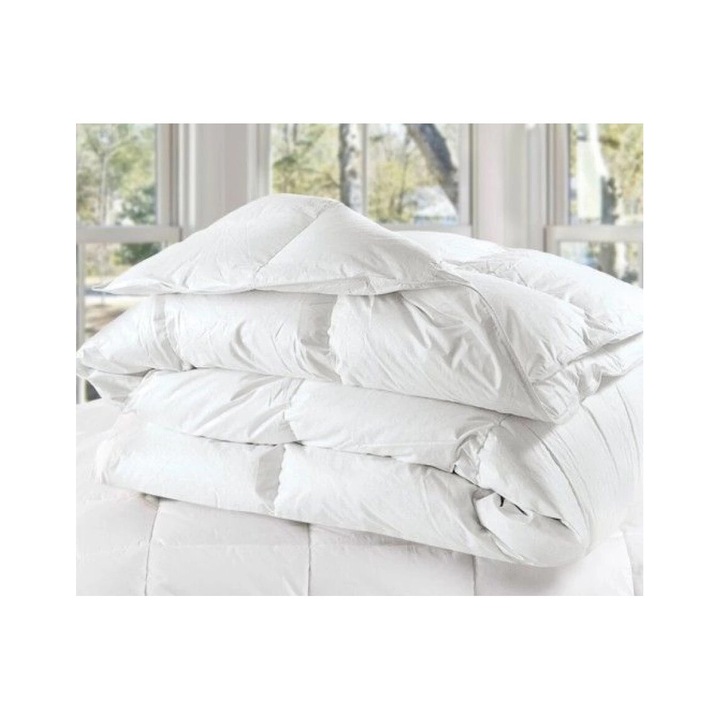 Pilota primavara toamna, Poohy, Premium All Seasons, 160x220 cm, 90% puf rata, FP 700, 100% bumbac, Antialergic, Alb, 130 g/mp