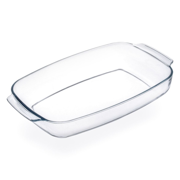 Hőálló tálca, átlátszó, méretei 44x28x6 cm, űrtartalma 5L