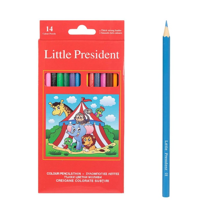Set Creioane Colorate Subtiri Little President - 14buc