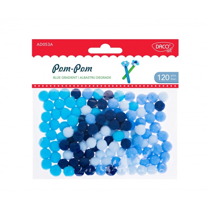 Accesorii craft Pom Pom albastre degrade, 120 bucati, AD053A