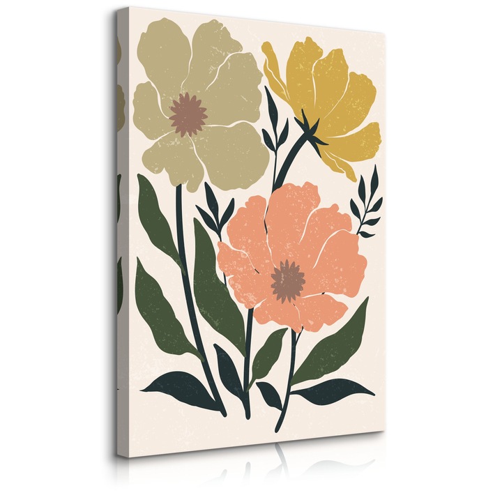 Tablou Muralo Pictura Pastel Abstracte Bujori 3D 40 cm x 60 cm Decorare camera de zi