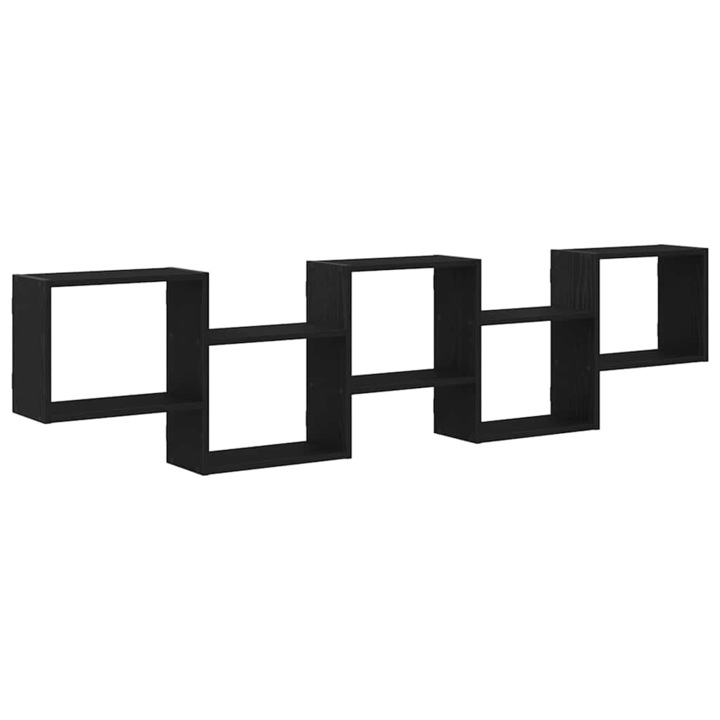 Raft cubic de perete cu 5 compartimente vidaXL, negru, lemn prelucrat, 11.55 Kg