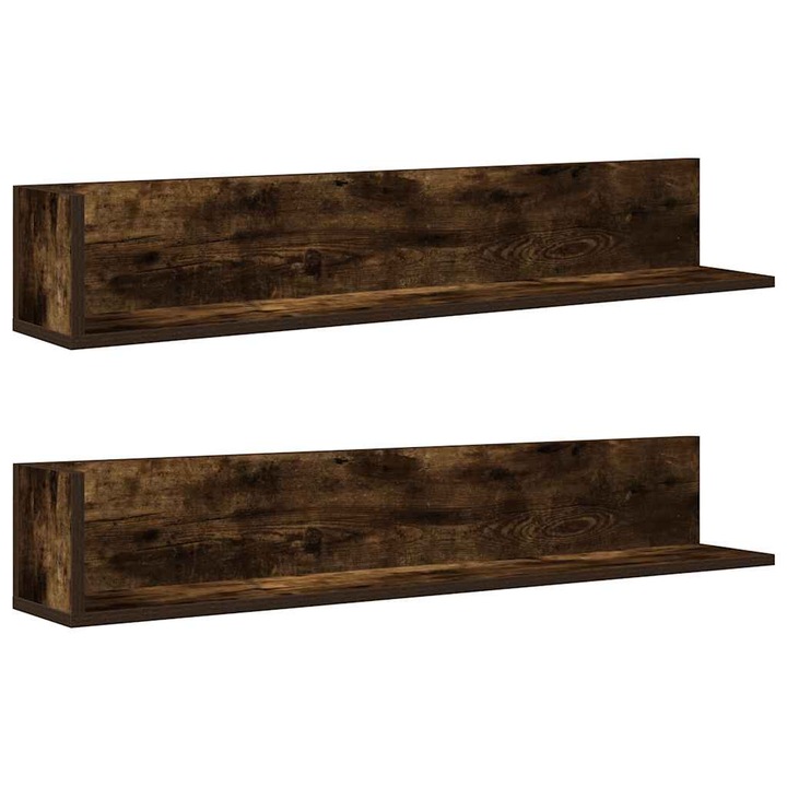 vidaXL 2 db füstös tölgy színű szerelt fa fali polc 100x16,5x16,5 cm 860044