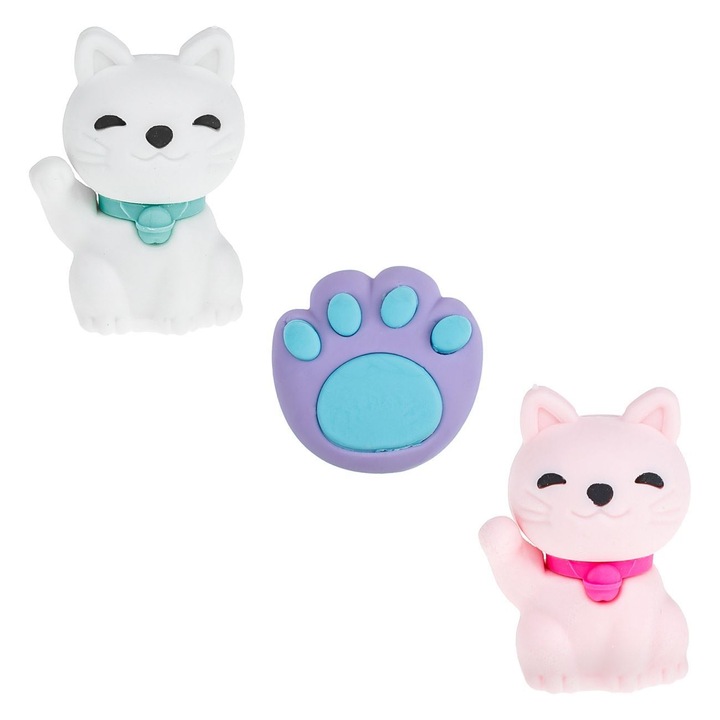 Set Radiera 3D, Model Pisici si Labuta, Multicolor, 3 Bucati