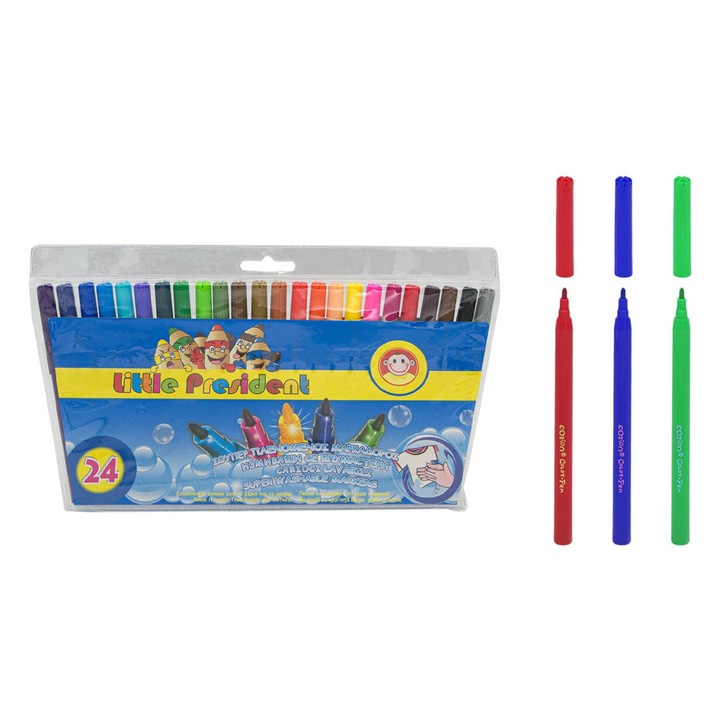 Set Carioci Lavabile, Little President, 24 Bucati, Varf Subtire, Multicolor