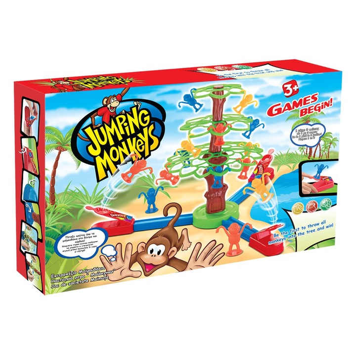 Настолна игра, скачащи маймуни, 29 части, пластмаса, многоцветна, препоръчителна възраст 3+ години