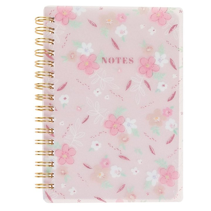 Jegyzetfüzet, A6 Pink Flowers Glitter - 80F
