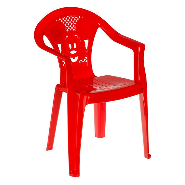 Scaun Copii Plastic, Minnie, Culoare Rosu, Dimensiuni 37x34x54cm, Greutate Maxima 30kg