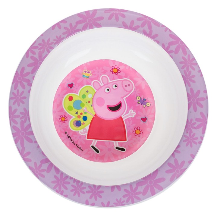 Bol Plastic Peppa Pig, Diametru 16cm, Culoare Lila
