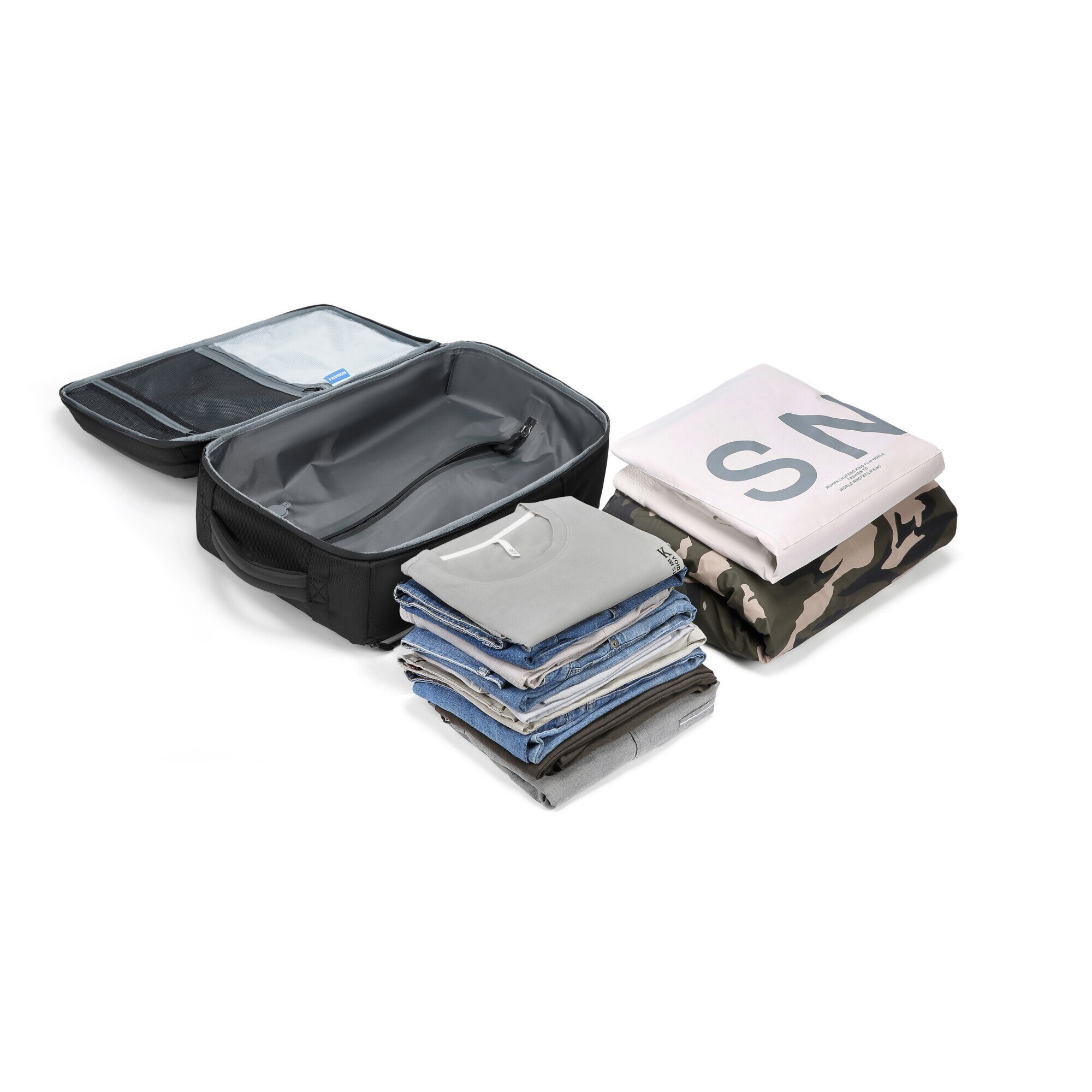 Rucsac cu Vacuum, 22-45 L, Multifunctional, Rezistent la apa, Pompa de aer inclusa, Laptop 15.6 inchi, 46x15x32 cm, Albastru