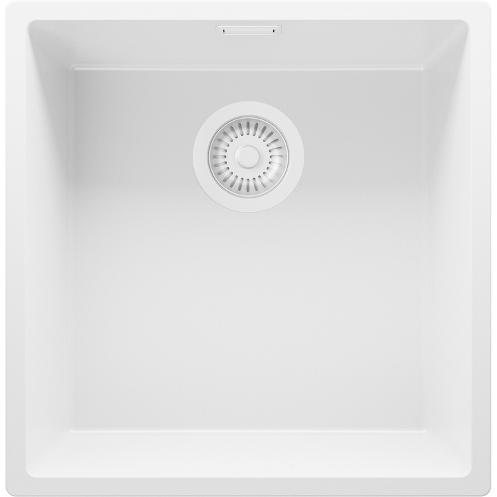 Chiuveta sub blat 46x47cm, Chiuveta 1 Cuva + Sifon, Pentru dulap de 50cm, Londra Primagran Complet Alb