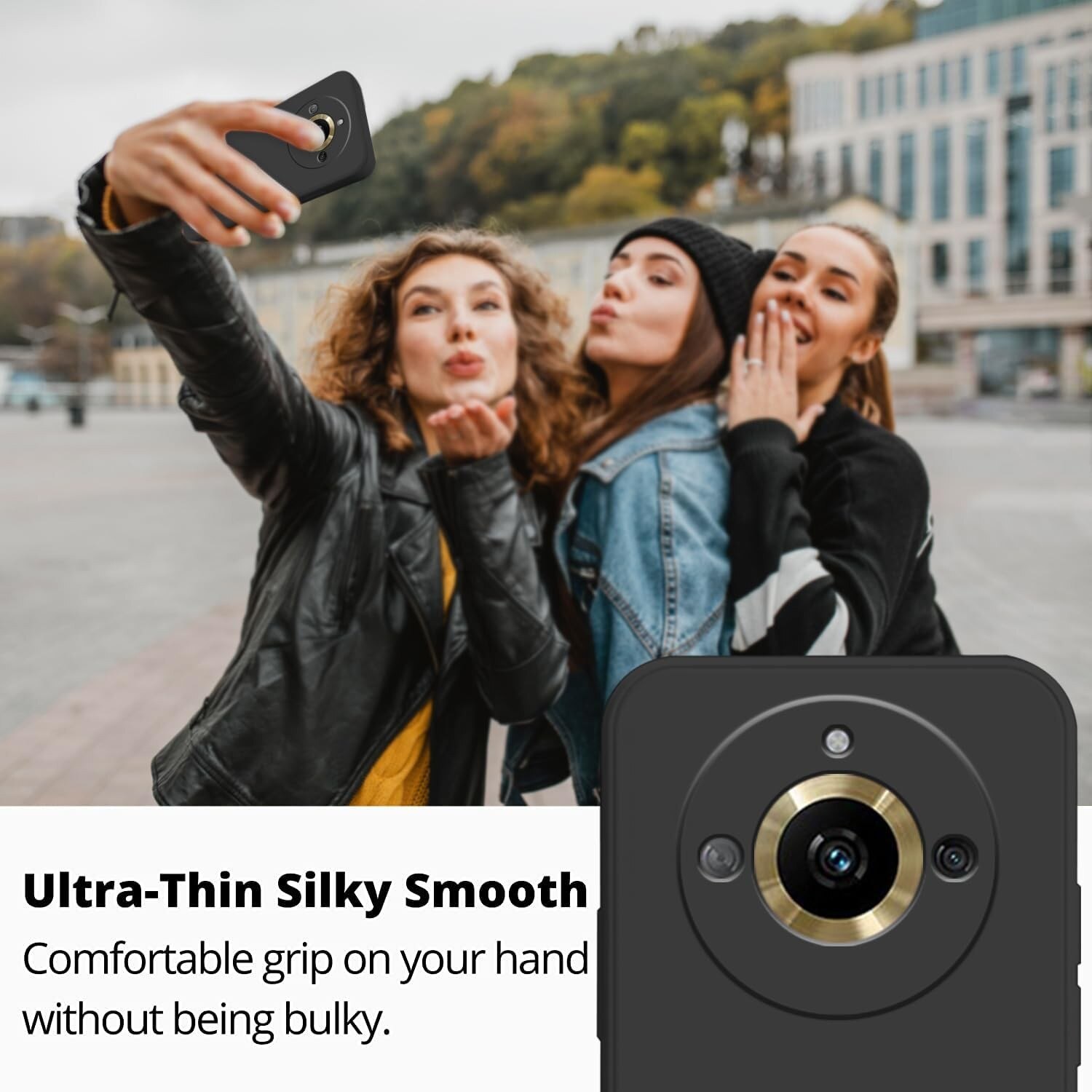 Husa de Protectie, Flippy, pentru Realme 11 Pro Plus, Liquid Silicone, cu Microfibra pe Interior, Protectie Antisoc, Compatibil Incarcare Wireless, Negru