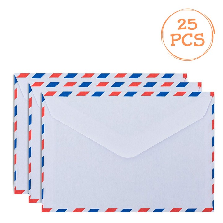 Légiposta borítékok, 11,4x16,2 cm, 80 GSM, 25 darabos készlet, többszínű