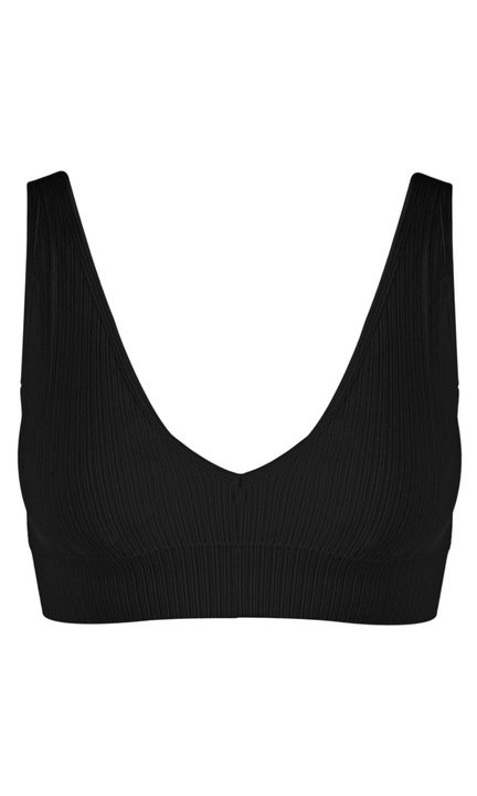 Női mellszobor, bordás V varrat nélküli, fekete, szivaccsal, univerzális méret