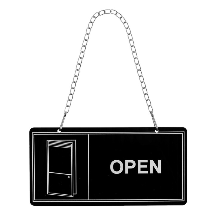 Indicator Suspendat, OPEN-CLOSED, Plastic, Metal, Negru, 24x12cm