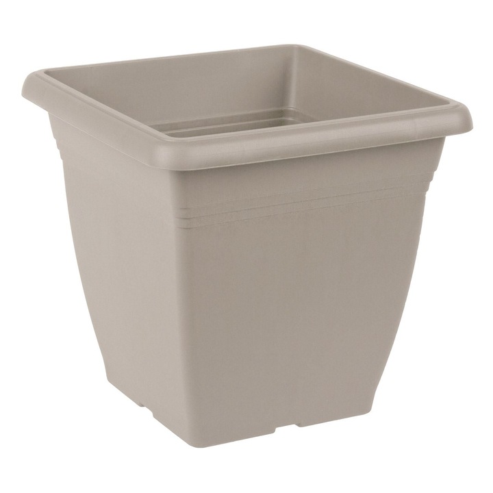 Ghiveci Plastic, Model Linii, Culoare Mocca, Dimensiuni 32x32x30cm, Capacitate 17L