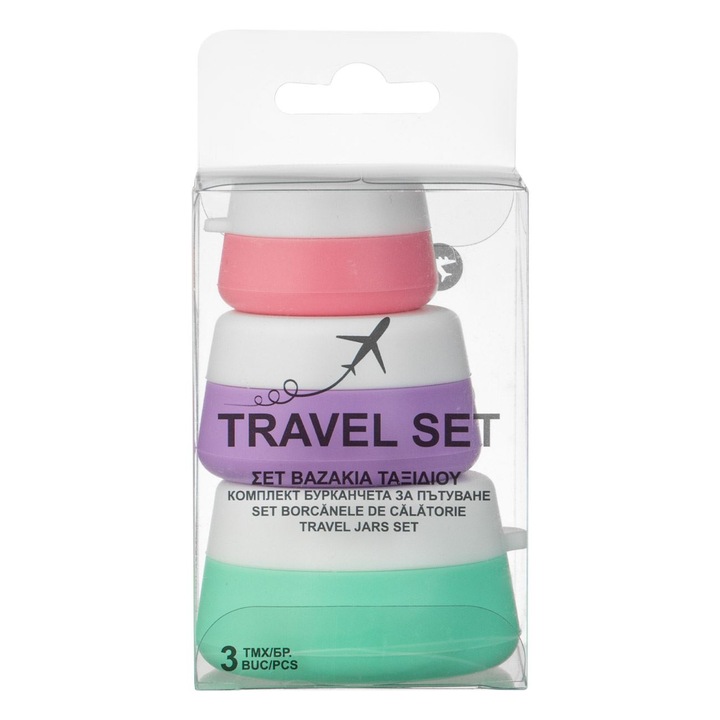 Set Recipiente Calatorie, Multicolor, Capacitate 10ml, 20ml si 30ml, 3 Bucati, Silicon